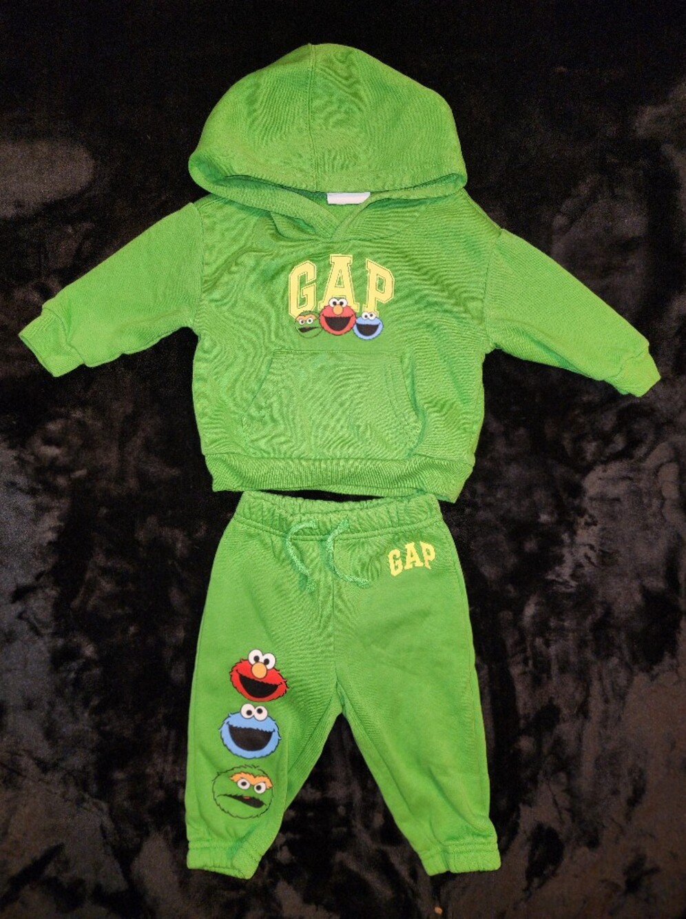 GAP Green Kids Hoodie & Joggers with Sesame Street Patches